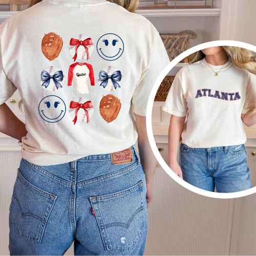 Atlanta Braves Baseball & Bows Tee